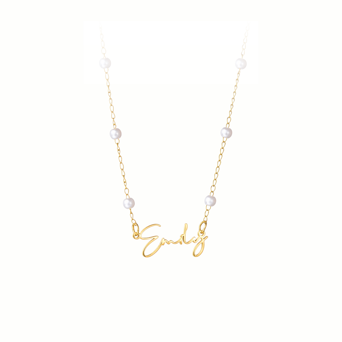 Personligt Namnhalsband med Pärlor – Diamanta Signature™